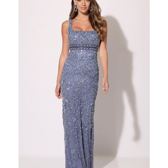 La Valletta by Mon Cheri Sheath Style Gown - Medium - Blue Slate - Picture 2 of 5